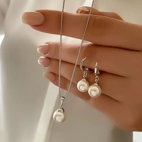 White faux pearl necklace - faux,