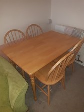 Solid Pine Wood Table and Chairs Dining Set