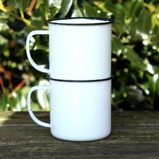 Set 4 Coloured Enamel Mugs Retro Outdoor Camping Travel Tin Rustic Metal Cups