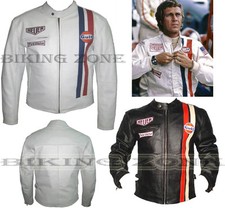 STEVE McQUEEN STYLE MENS ARMOURED MOTORBIKE / MOTORCYCLE LEATHER JACKET