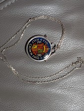 Vintage Half Crown Enamelled Coin Pendant 1966 Queen Elizabeth Silver 925 Chain