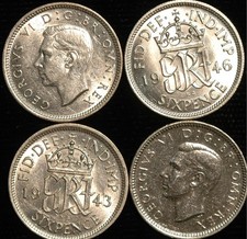 Sixpence 1937 to 1951 George