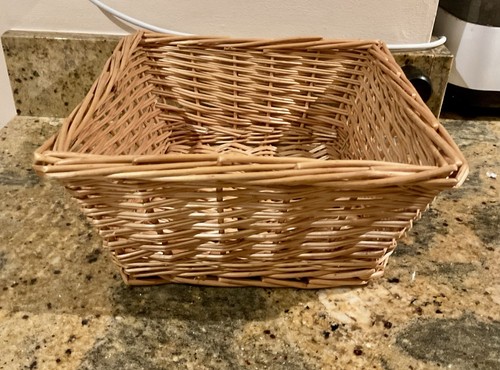 Square wicker storage basket - wicker,