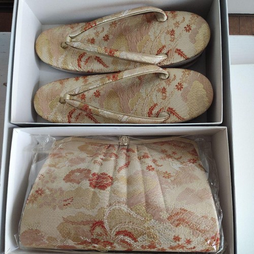 Marusho gold pink woven zori - pink,