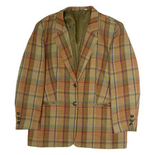 Vintage HUCKE MODE COLLECTION Womens Blazer Jacket Green Wool 90s Plaid UK 16