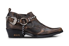 Mens Leather Cowboy Shoes Brown Croc Cuban Biker Stud Punk Winklepickers Western