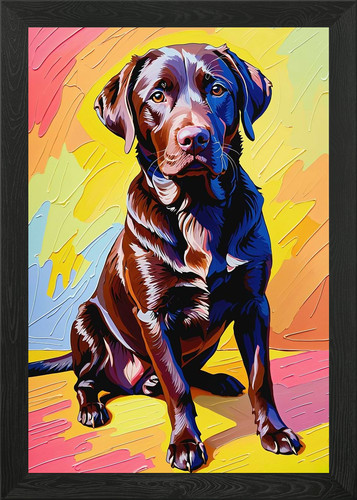 Chocolate labrador framed - chocolate,