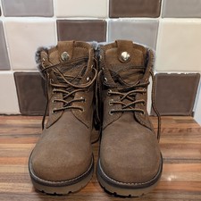 WRANGLER WOMENS ALASKA WARM FLEECE ANKLE LACE LEATHER BOOTS TAN UK  SIZE 6