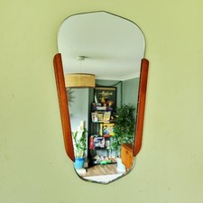 Mid-Century Asymmetric Teak Frame Wall Mirror Clark Eaton Danish Scandi Retro 70