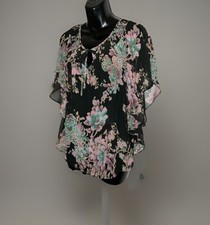 Wallis Chiffon Type Black floral Blouse/Top,Read Sizing Discription