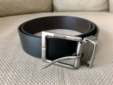 New GUESS Men's Designer Leather Belt - Reversible Dark Brown/Black 36”