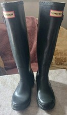 Hunter Wellies Wellingtons Boots Original Ladies Womens UK Size 3 Black Gloss