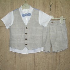 Next Boys Beige Check Linen
