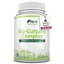 Probiotics Bio Cultures - 180 Vegetarian Capsules - 10 Billion CFUs - UK Made