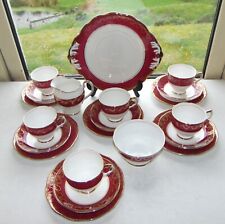 Salisbury Fine China Pattern 2004  21 PC Cups Saucers Plates Bowl Red Gilt