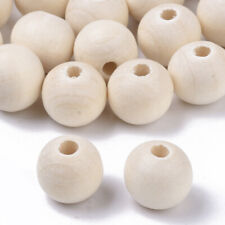 Natural Untreated Wooden Beads - Plain - 8mm Dia - Light Beige - Pack of 100