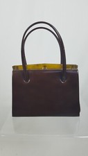 Harmony Patent Leather Tote Kelly Bag Vintage Brown acrylic Clip Fasten 