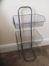 3 TIER FRUIT & VEGETABLES RACK ORGANIZER STORAGE RACK WITH 3 LARGE BASKETS, GREY