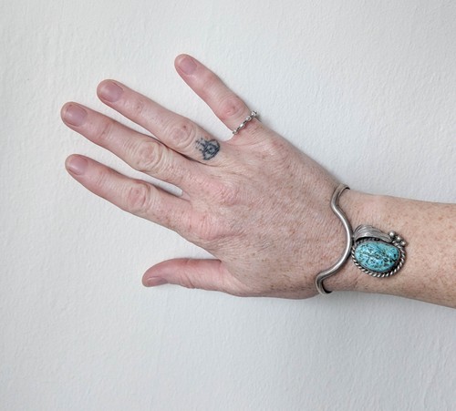 Silver turquoise navajo - silver, cuff