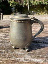 Pewter Vintage Tankard 1 pint With Hinged Lid