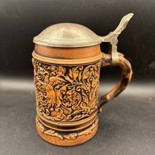 Beer Stein Mug with Pewter Lid
