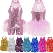 UK Kids Girls Sequins Latin