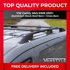 FITS VW CADDY SWB MK5 21> BLACK ALUMINIUM ROOF & CROSS BARS ROOF RACK NO DRILL
