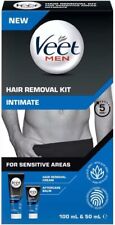 Veet Men Intimate Hair Removal Kit, with Aftercare Balm, Sensitive, 100 ml + 50