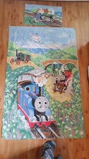 Vintage Thomas The Tank Engine Single Duvet Cover & Pillow Case Trains Helicopte