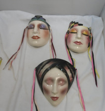 About Face 3  1980's USA Art Deco style masks - wall hangings