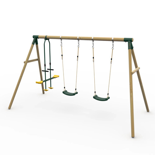 Garden wooden triple swing - wooden, set