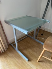 John Lewis Office Desk glass metal silver computer