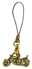 Motorbike Biker Gold-tone Mobile Phone Strap Handbag Charm Pendant