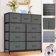 Fabric Chest of Drawers 9 Drawer Dresser Bedroom Bedside Storage Organizer Unit
