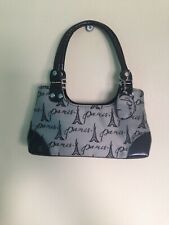 Paris Eiffel Tower Monochrome Design Canvas Grey Clutch Bag/Handbag + Coin Purse