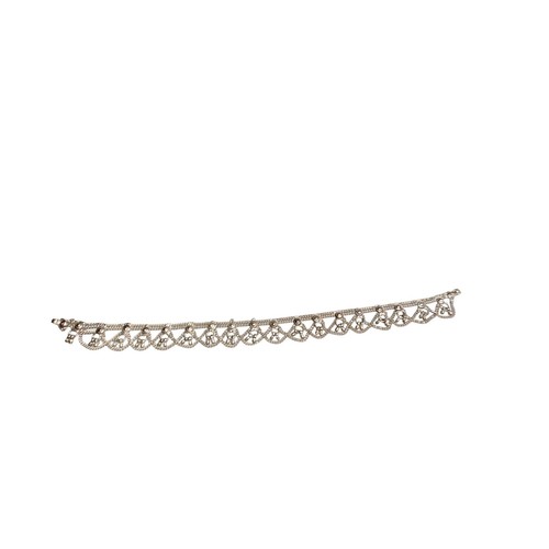 Anklet silver tone ornate - tone,