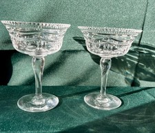2 stunning  Cut Crystal Champagne Coupes /Saucers x 2.