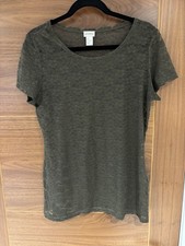 H&M Conscious Collection Dark Khaki Green Lace T-shirt Top Size L