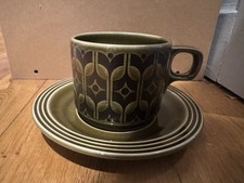 Hornsea Heirloom Green Cup Saucer Vintage 1970s