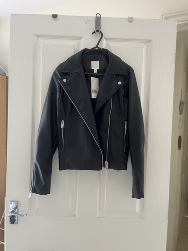Black faux leather biker - h&m,