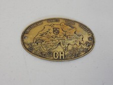 Vintage Brass CH Swiss Schweiz Switzerland Suisse Svizzera Car Badge Auto Emblem