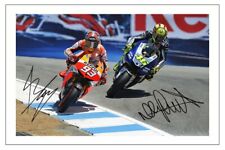 MARC MARQUEZ & VALENTINO ROSSI SIGNED AUTOGRAPH PHOTO PRINT MOTO GP