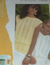 Vintage Patons Knitting Pattern Ladies Cotton Perle Sleeveless Top & Tunic B7400