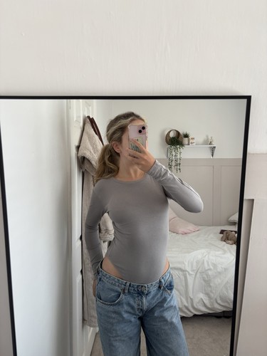 Zara grey long sleeve bodysuit