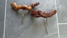 2 CORKSCREWS GRAPE VINE WOOD