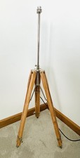 Vintage Laura Ashley Tripod Floor Lamp Natural Wood Retro Industrial Pat Tested 
