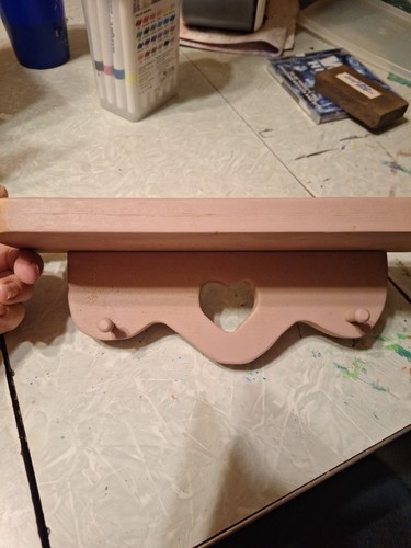 Vintage wooden heart shelf - wooden,