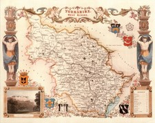Vintage Antique Reproduction West Yorkshire County Map, Thomas Moule c1831-1850