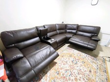 4-Seater Sectional Sofa Large 2 Reclining Brown Leather