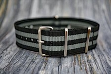 22mm Nylon Black & Gray For Nato Military Army Diver G10 Watch Strap Band